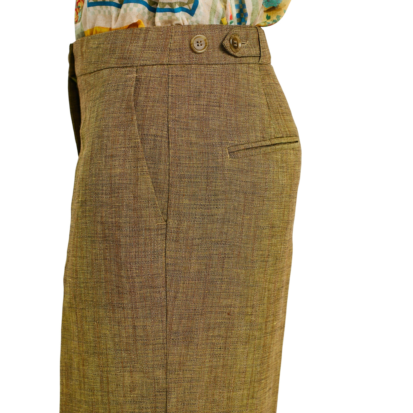 Pantaloni Thiago da donna in viscosa e lino dettaglio