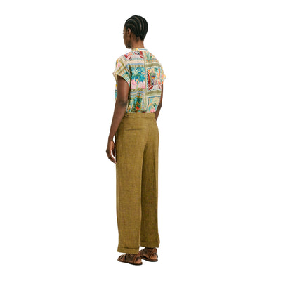 Pantaloni Thiago da donna in viscosa e lino modella retro