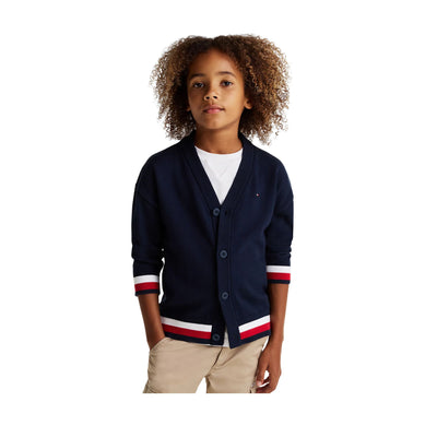 Cardigan Bambino con motivo iconico del brand modello frontale