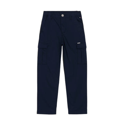 Pantaloni cargo Bambino in tessuto tramato navy