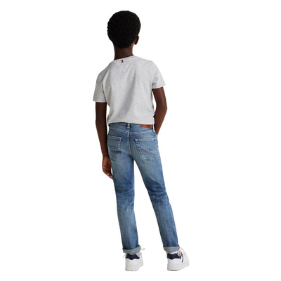 Jeans Bambino straight fit vintage wash sbiaditi modello intero retro