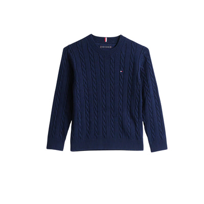 Pullover Bambino in maglia intrecciata navy