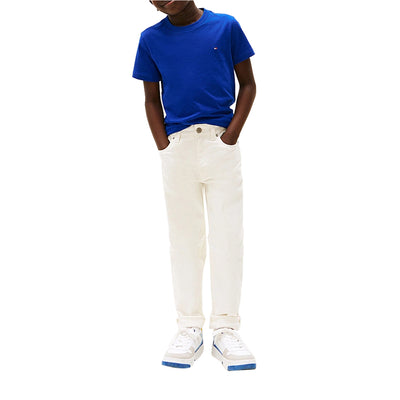 T-shirt Ragazzo con bandierina ricamata Blu modello frontale