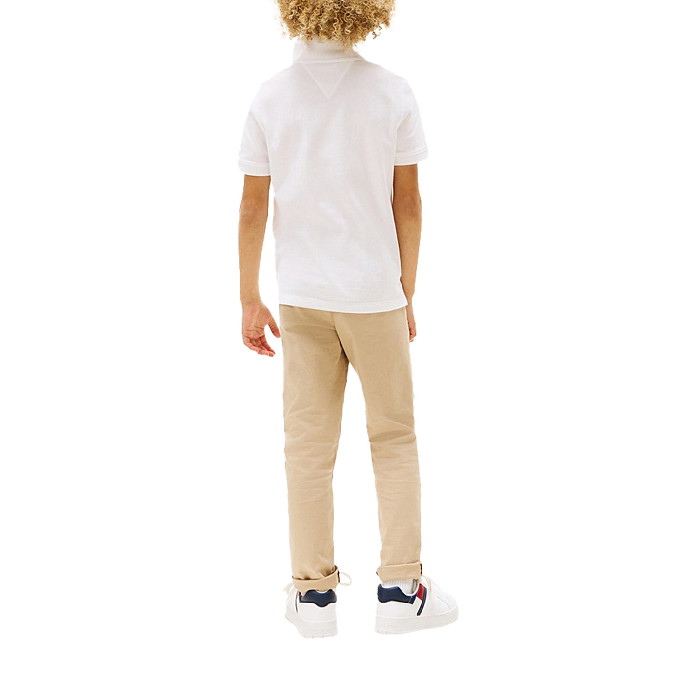 Polo Bianca Bambino con bandierina ricamata modello retro