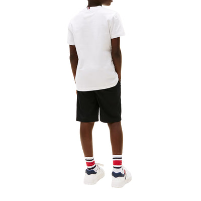 T-shirt Bianca da bambino con logo frontale modello intero retro