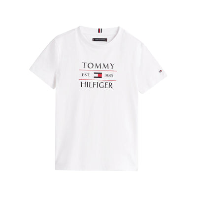 T-shirt Bianca da bambino con logo frontale