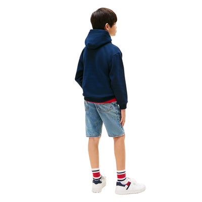 Felpa Bambino con cappuccio Navy modello intero retro