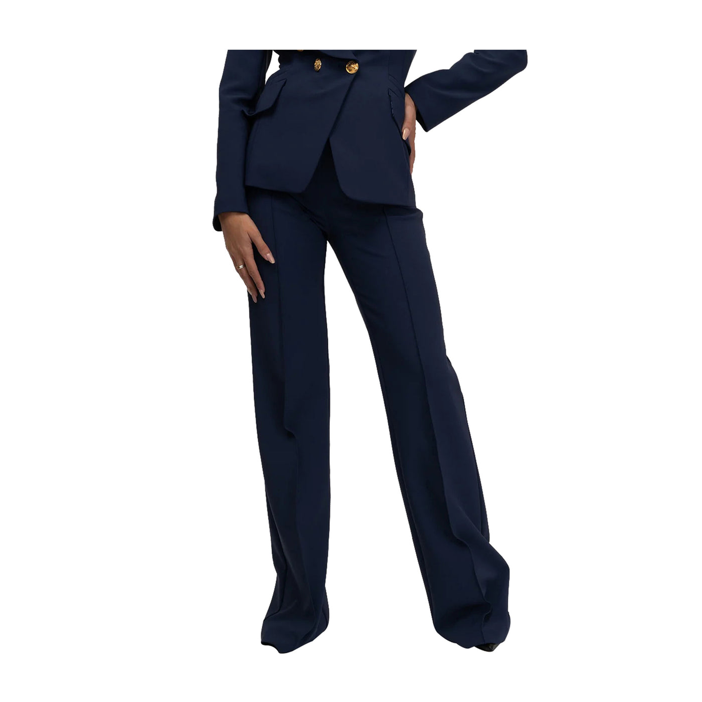 Tailleur Donna Navy con bottoni logati e patte laterali