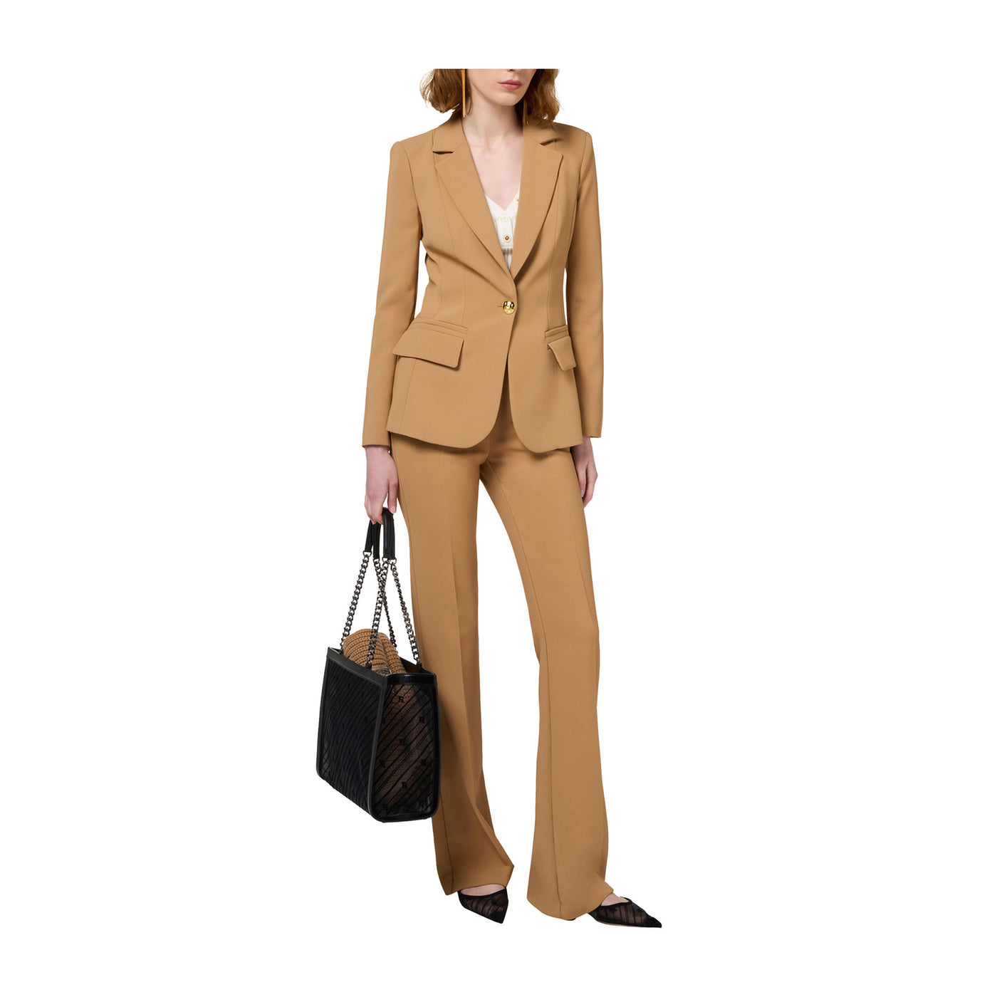 Tailleur Donna monopetto con pantalone flare