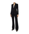 Tailleur Donna in tessuto stretch con giacca monopetto e pantalone flare 