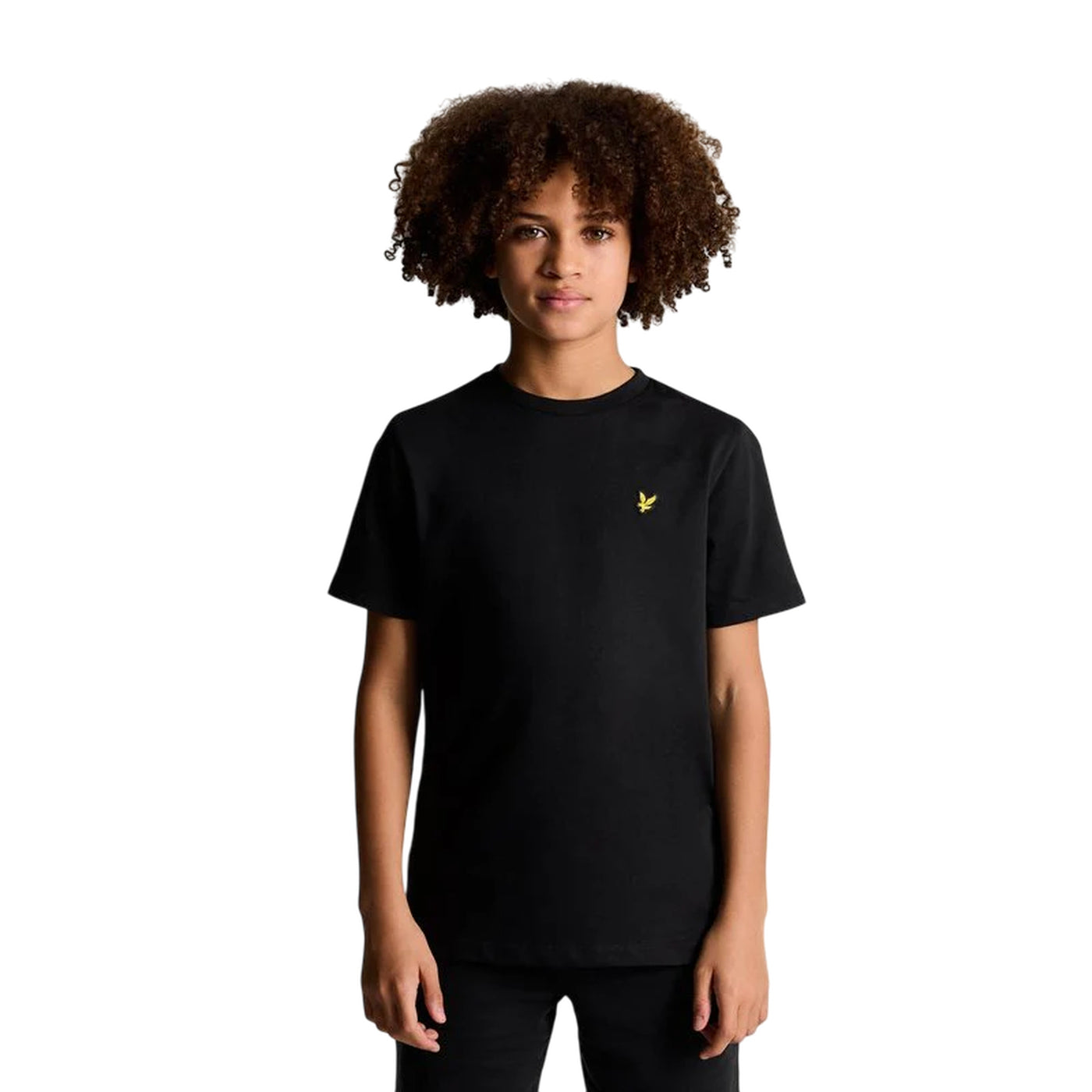 T-shirt Bambino in tinta unita nera modello frontale