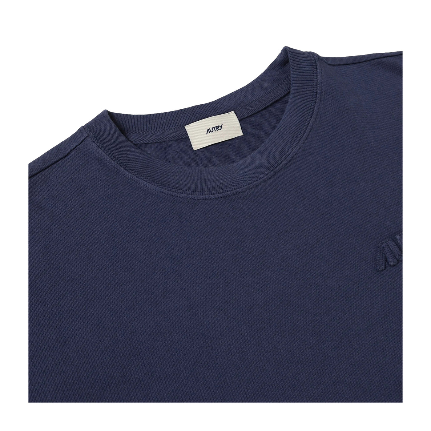 T-shirt Unisex tinta unita blu con logo sur ton dettaglio colletto