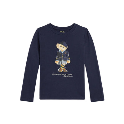 T-shirt Bambina Blu, a maniche lunghe, con scollatura girocollo