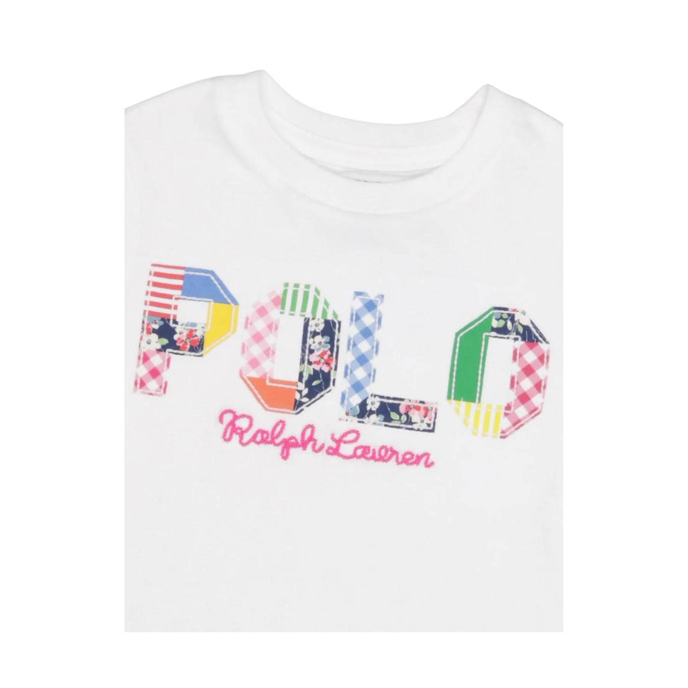 T-shirt Bambina Bianca con logo multicolore a mezza manica
