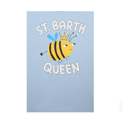 T-shirt Bambina a maniche corte con scritta "St. Barth Queen" frontale