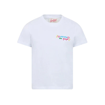 T-shirt Bambina in cotone con scritta "Viziata da papà"