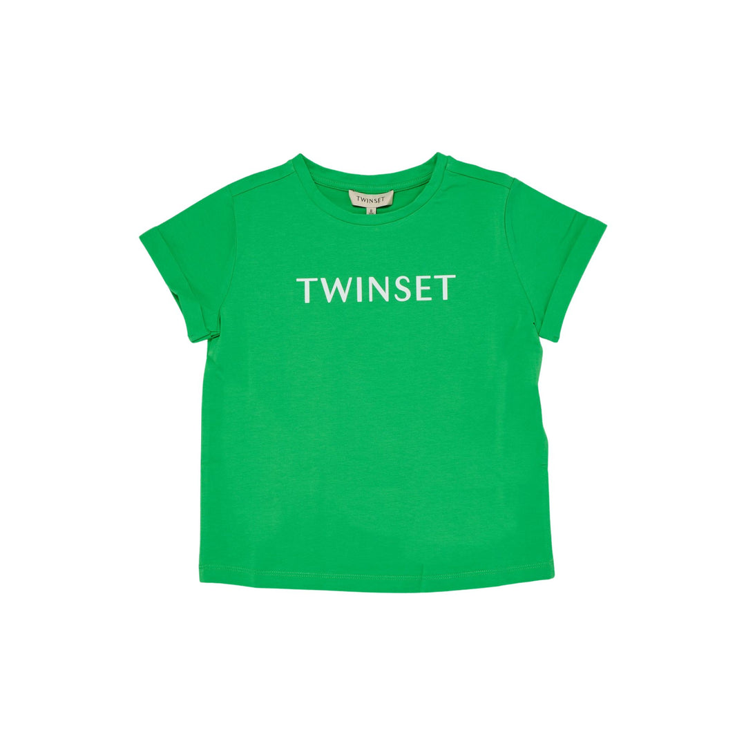 Green Girl's T-Shirt with printed logo