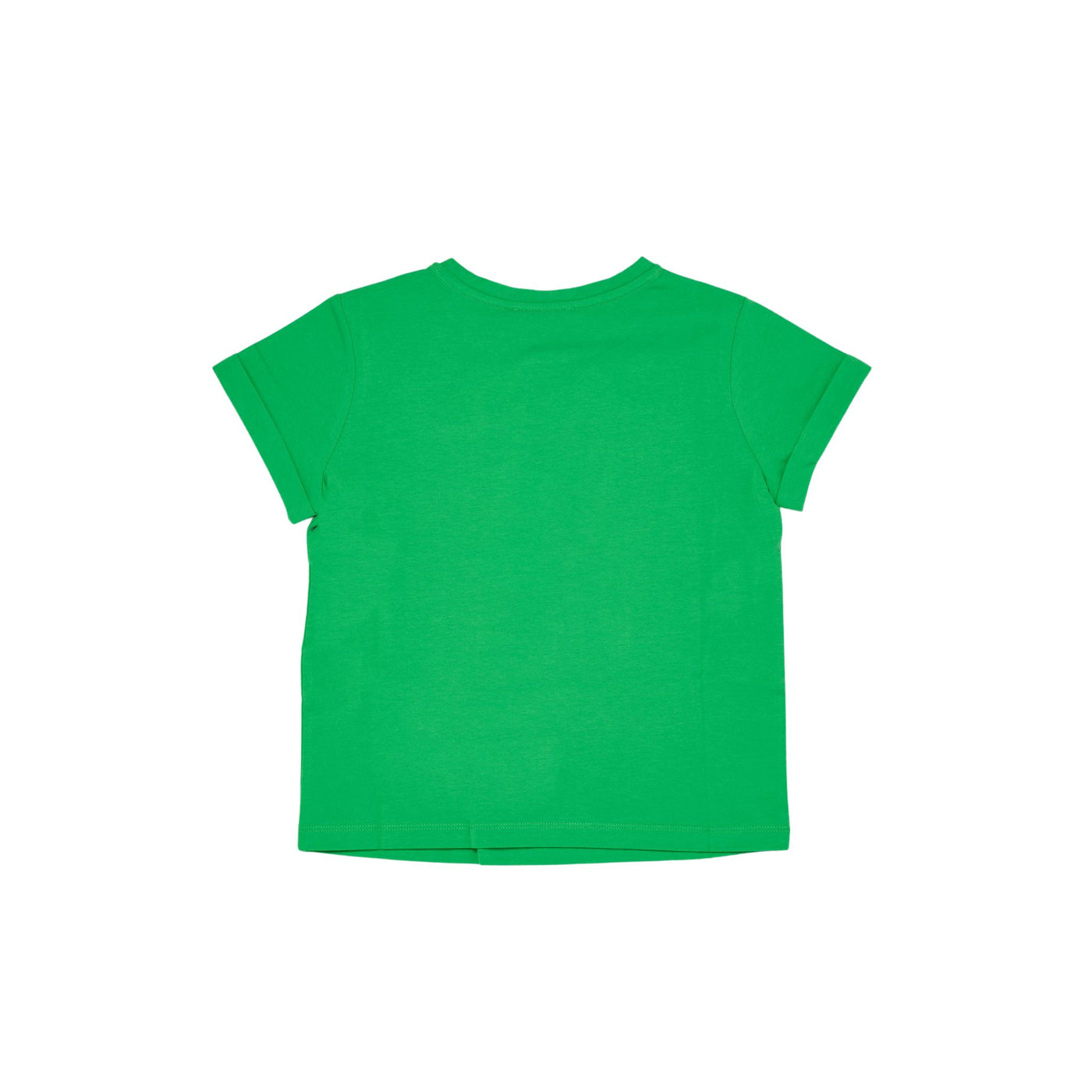 T-shirt Bambina in cotone con scollatura girocollo e maniche con risvolto 