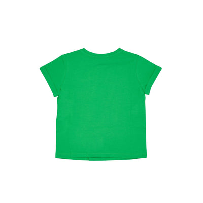 T-shirt Bambina in cotone con scollatura girocollo e maniche con risvolto 