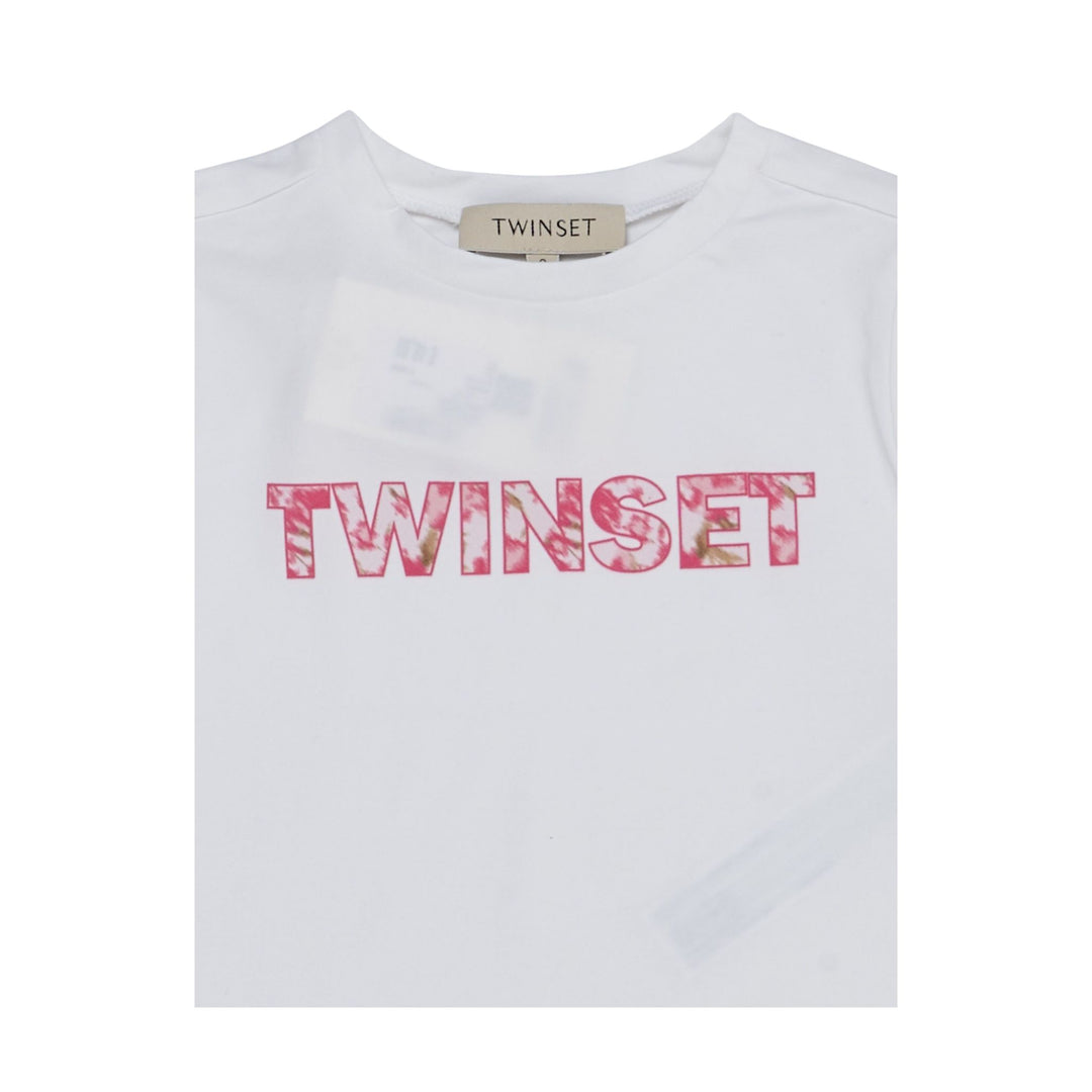 Girl's T-Shirt with patterned logo Twinset Old England