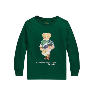 T-shirt Bambino Verde con stampa frontale e polsini