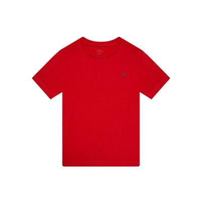 T-shirt Bambino basic con logo ricamato e scollatura girocollo