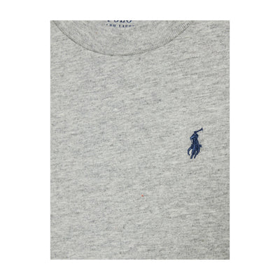 T-shirt Bambino Grigia con bordi a costine e maniche lunghe