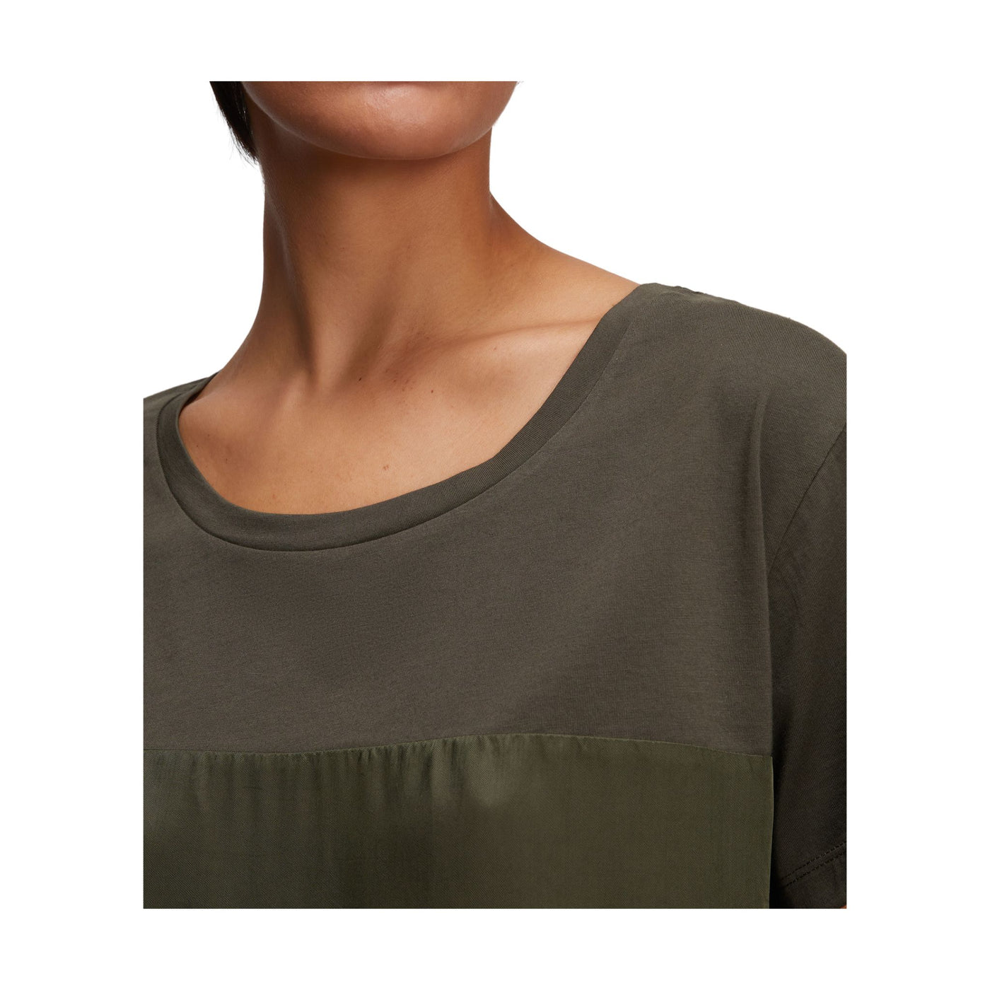T-shirt Donna con inserto carré in jersey e maniche corte