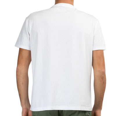 Retro della T-shirt uomo bianca a maniche corte