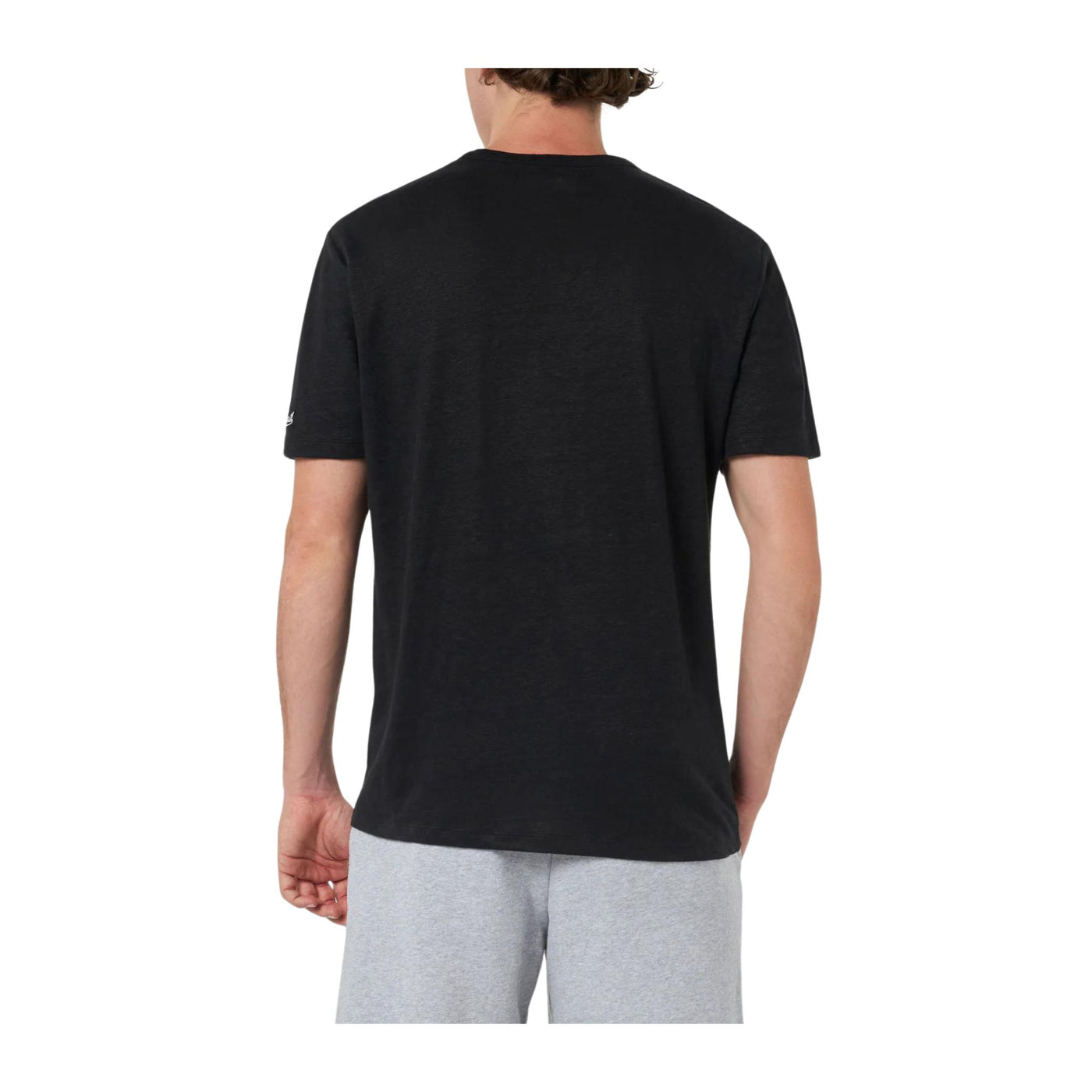 T-shirt Uomo in lino a tinta unita con scollatura girocollo