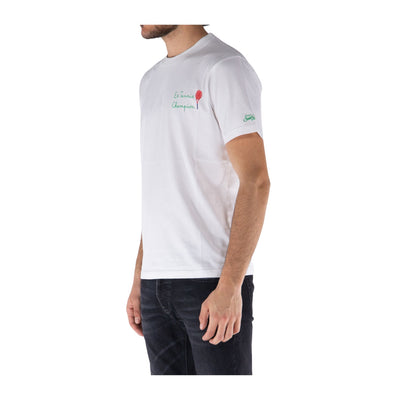 T-shirt Uomo Bianca con scritta ricamata e scollatura girocollo