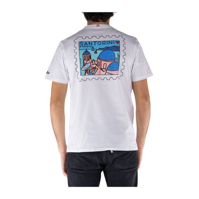 T-shirt Uomo Bianca dal design classico con logo ricamato sulla manica