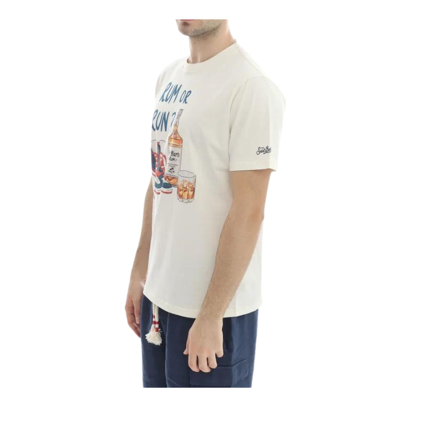 T-shirt Uomo a girocollo con maxi stampa sul petto e logo ricamato sulla manica