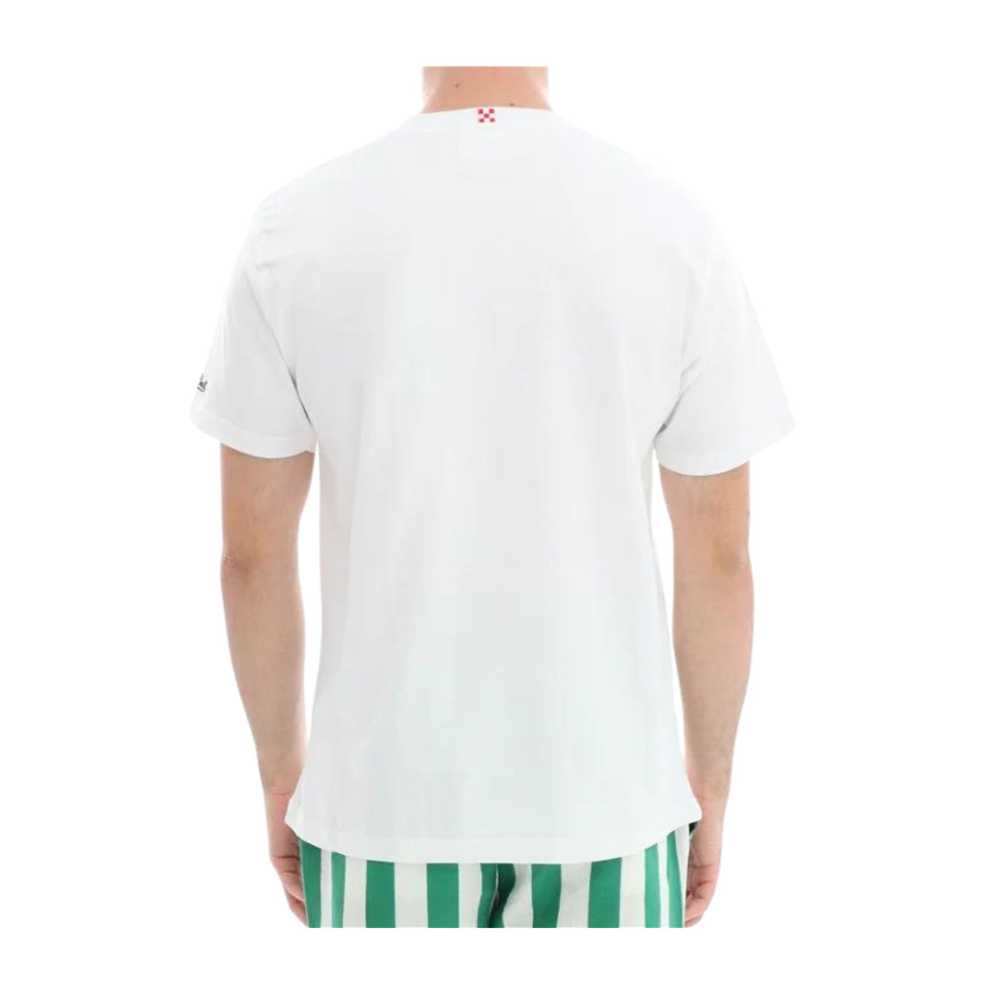 T-shirt Uomo Bianca con maxi stampa frontale e logo ricamato a contrasto sulla manica