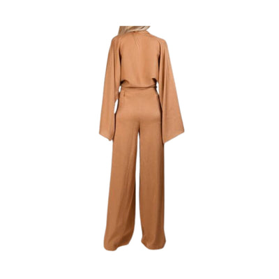 Women's shiny effect jumpsuit with knot