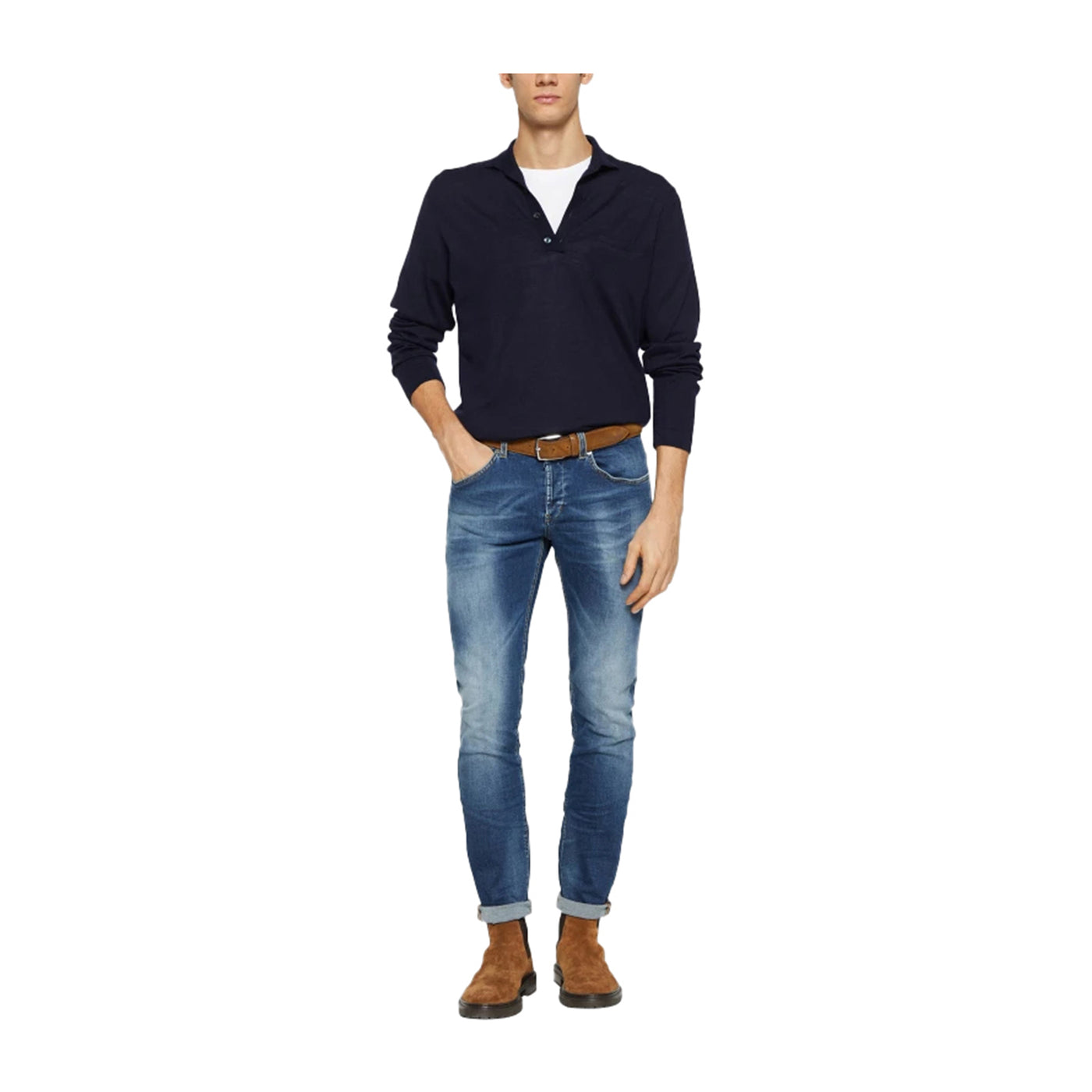 Jeans Uomo George lavaggio medio chiaro modello intero frontale