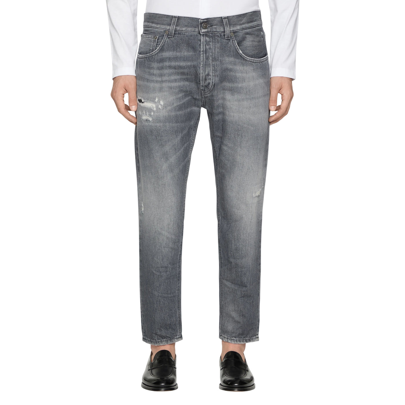 Jeans Dian carrot da Uomo in denim grigio modello frontale