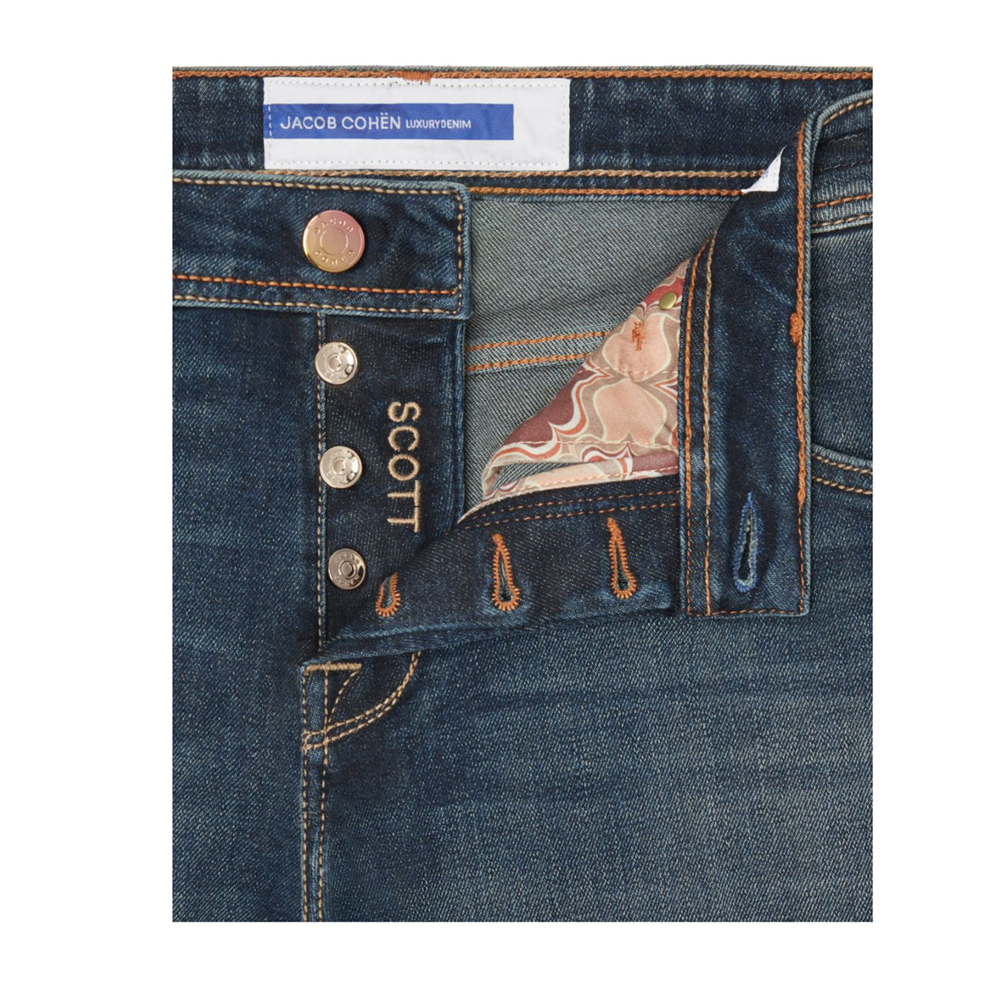 Jeans Uomo in denim misto cotone con diversi bottoni