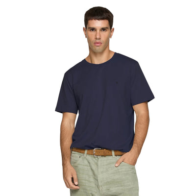 T-shirt Uomo girocollo in tinta unita navy modello frontale