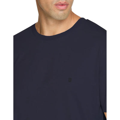 T-shirt Uomo girocollo in tinta unita navy dettaglio