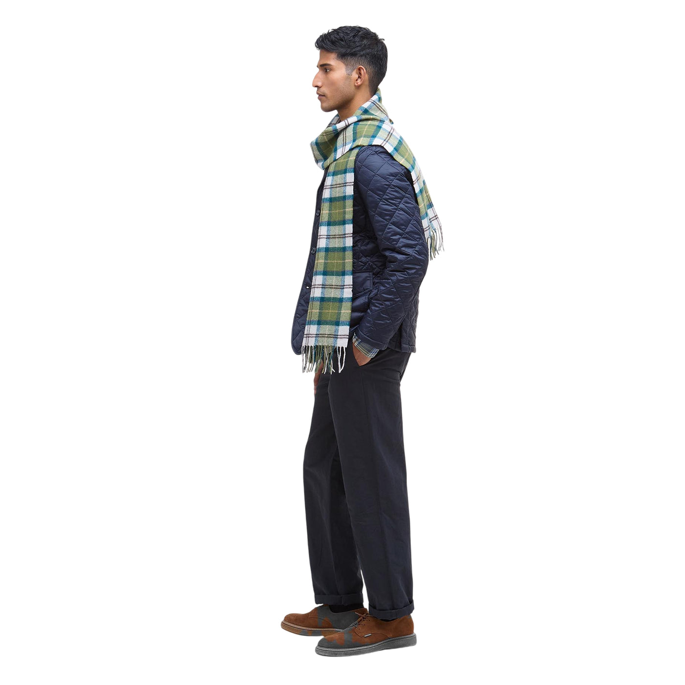 Sciarpa Uomo in lana d'agnello Tartan Verde