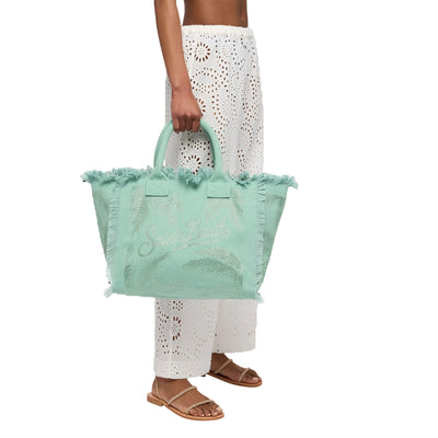 Borsa a mano da donna con strass Verde acqua modella