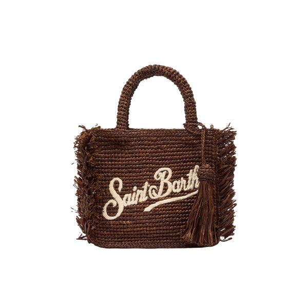 Mini Borsa Vanity in rafia marrone