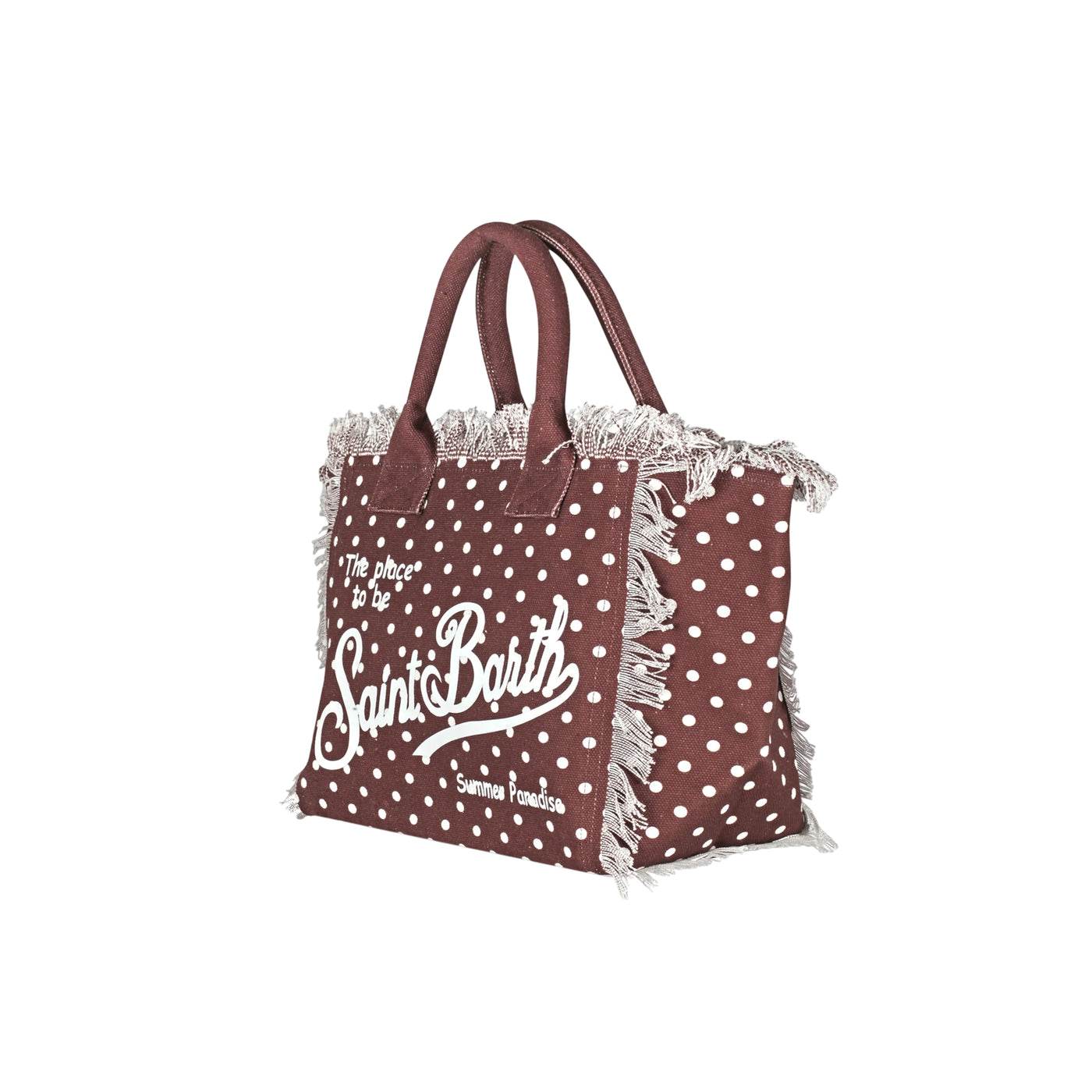 Borsa a mano Donna Vanity stampa a pois marrone laterale