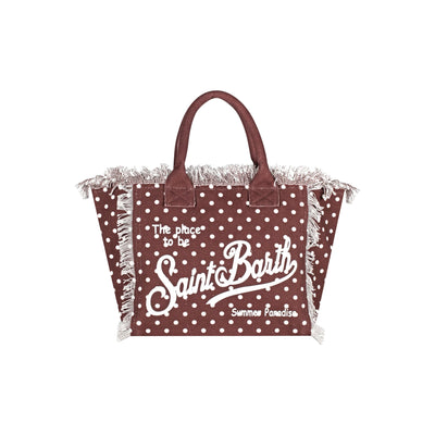 Borsa a mano Donna Vanity stampa a pois marrone