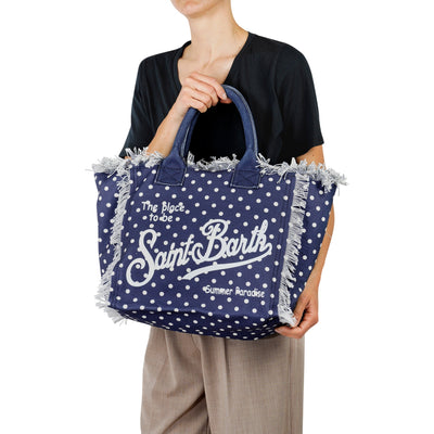 Borsa a mano Donna Vanity stampa a pois navy modella