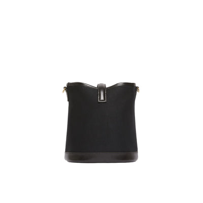 Secchiello piccolo in canvas e pelle nero retro