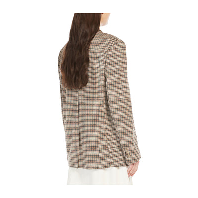 Blazer Donna Beige monopetto, con patte laterale e motivo all over 