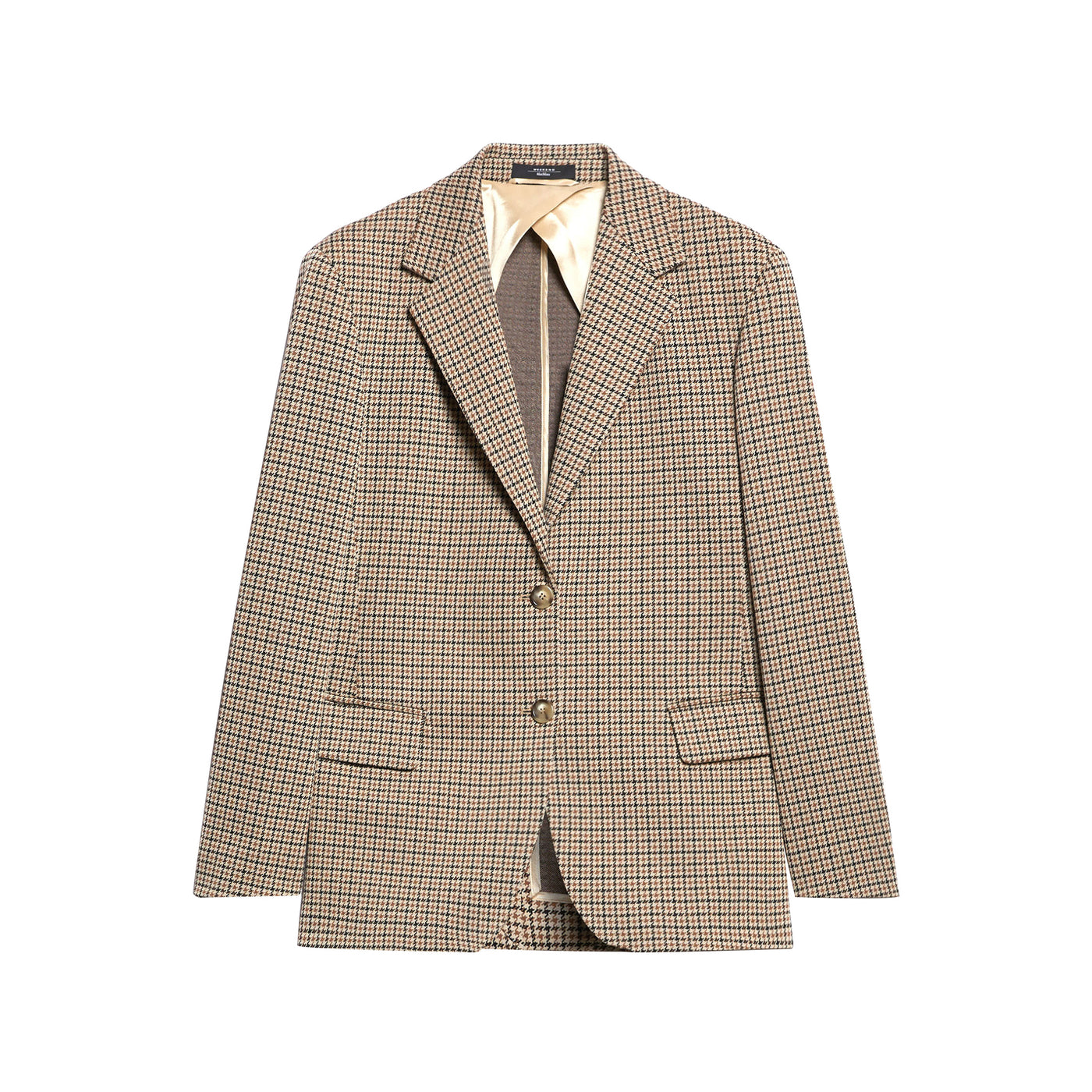 Blazer Donna Beige monopetto, con patte laterale e motivo all over 