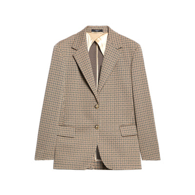 Blazer Donna Beige monopetto, con patte laterale e motivo all over 